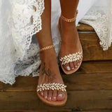 Flat Rhinestone Sandals Women's Casual Slippers 2022 Slippers Flip-Flops Beach Shallow Mouth Open Toe Women's