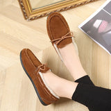 Loafers Warm Plush Women Moccasins Soft Sole Ladies Non Slip Shallow Suede Leather Sewing Female Flats Shoes 2021