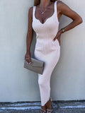 2022 Sexy Sling Wrap Long Dress Women Elegant V-Neck Solid Color Party Dress Summer Simple Sleeveless Resort Dress