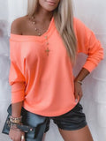 2022 Spring New Ladies Sexy Off Shoulder Blouses Tops Autumn Women Casual Long Sleeve Pullover Women Elegant V-neck Solid