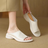 Breakj Leather Slippers Women's Summer Wear 2024 New Bag Foot A Word Cool Drag Soft Soles Of Leisure Sandals