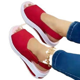 Breakj Summer Large-Size Lady Thick Bottom Slope And Fish Mouth Sandals Magic Stick Casual Fish Mouth