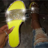 Sandals Women Flip Flops Rhinestone Flat Sandals Ladies Slippers Shoes Female Round Toe Luxury Bling Sandalias