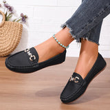 Breakj Bean Shoes Women's New Round Head Shallow Mouth Water Drill Chain Flat-Soled Casual Shoes In The Fall Of