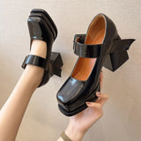 Jane High Heels Shoes Women Square Toe Chunky Platform Pumps Women Retro Fashion One Strap Buckle Leather Shoes 2022