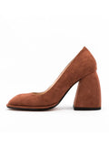 New Shallow Mouth Loafer Women's Shoes Thick Heel Suede High Heels Fashion Banquet Wedding Large Size Women's