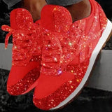 Casual Shoes Fall 2023 New Sequins With Breathable Rhinestone Thick Sole Student Large Size Women's
