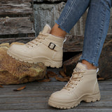 Breakj New Autumn And Winter Women Keep Warm Martin Boots Plus Thick Tie Thick Bottom Short Boots Women's
