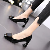 Heels Women In 2023 Autumn New Soft Leather Not Tired Thick Heel Shallow Single Shoes Women Korean Version Pointed Work Women's