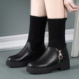 Flat-Soled Short Boots Women's Thick-Soled Rice White Martin Boots With Plush Thread British Style Fashion Brand Women's Cotton