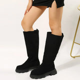 New Women Chelsea Boots Thigh High Platform Shoes Woman Fashion Luxury Dress Sexy Female Flock Block Casual Fluffy