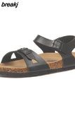2023 New Summer Beach Cork Sandals Casual Women Outside Non-slip Double Buckle Sandalias