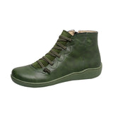 Breakj Autumn / Winter New Women's Boots Large Size Casual Ankle Boots Women's Boots Flat Front Strap Side Zipper Flat Boots Women's