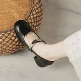 Breakj Heel Single Shoes Women 2023 New Summer French Mary Jane Women's Shoes Mouth College Soft Bottom White Small Leather Shoes