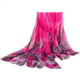 Women's Summer Orange Green Sunscreen Cape Print Scarf Thin Polyester Scarves Spring and Autumn Accessories