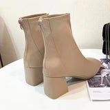 Breakj Version Of The Front Coarse And Short Boots Woman 2025 New Fashion Zipper High And Martin Leather