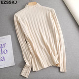 Slim soft Pure color turtleneck Sweater Pullover Women Casual Long Sleeve chic bottom Sweater Female Jumpers
