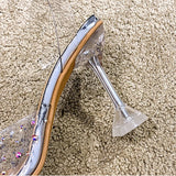 Crystal Transparent women's sandals comfortable Ladies Peep Toe party sandals High Heel Shoes Fall protection Non-slip heel