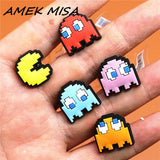 imitation Game Style PVC Shoe Charms Cute Pac-Man Shoe Accessories Shoe Buckle Decorations fit Croc JIBZ Kids X-mas