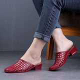 2022 Beach Shoes Slippers,Soft Women's Sandals,Hollow Out Mid Heels,Korea Style