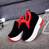 Platform Wedges Casual Female Sneakers 2022 Women Comfortable Shallow Rubber Vulcanize Shoes Black Autumn Loafers 10cm