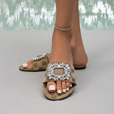 Breakj Spring And Autumn New Large-Size Type Flat Bottom Water Drill Fashion One Foot Lazy Slipper