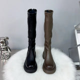 Breakj Boots 2025 Autumn High-Cvalry Knight Boots Thick Bottom Raised Women's Boots After Zipper Thin
