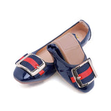Womens Foldable Soft Square Toe Ballet Flats Square Buckle Comfortable Slip on Flat Ballerinas Shoes Woman PU Leather