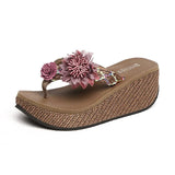 Hot sale 2021 Slippers Women Ladies Fashion Wedges Flower Loafer Causal Shoe Beach Slipper Sandals Flip Flops Women