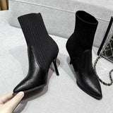 Winter Socks Boots Sexy Knitted Elastic Boots High Heels Women's Fashion Shoes Women's Striped plus size