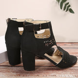 Thick Heel Fish Mouth Hollow Out After Hollow Out Fashion Outside Banquet Hook Buckle After Zipper Fashion High Heel Thick Heel