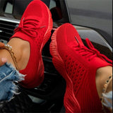 Women Mesh Vulcanized Ladies Platform Sports Shoes Female Casual Lace Up Flats Women's Comfortable Footwear Plus