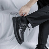 Breakj New Thick Platform Men's Big Head Shoes Large Size British Style Casual Small Leather Shoes 45 46 Shoes