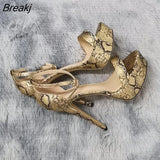 Women Sandals 14cm Supper High Heels Sexy Serpentine Open Toes Buckle Strap Sandal Nighclub Platform Wedding
