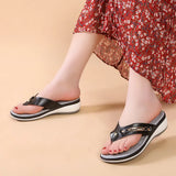2025 Summer Wear Women's Shoes Flip-Flop Metal Decorative Large-Size Women's