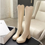 Zipper Boots Are No More Than Knee-High Boots 2023 Autumn / Winter New Knight Boots With Thick Heels For Short Martin