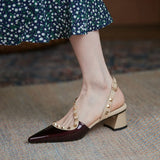 Pointed Toe Thick Heel Sandals Personality Rivet Female Shoes Slip-on Casual Shoes Women Summer New Sandals Women's