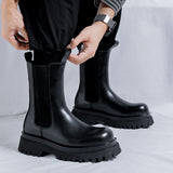 Breakj Chimney Boots High Top Leather Shoes British Wind Thick Bottom Sleeve Trend Locomotive Slim Martin Boots