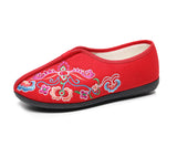 Breakj Cotton Shoes Injection Plastic Soft Sole Women Winter Clip Cotton And Velvet Embroidered Flower Cloth Shoes Casual Soft Sole Flat Sole Pregnant