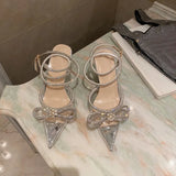 Style Glitter Rhinestones Silk Women Pumps Crystal bowknot Satin Spring Autumn Lady Shoes High heels Party Prom
