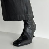 Soft Korean Leather High Heel Ankle Boots Women's Thin Heel Women's Shoes Side Zipper Is