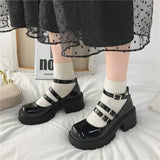 Jane Shoes Square Heel Thick Bottom Buckle Single Shoes Lolita Pumps Women Lolita shoes platform zapatos de mujer