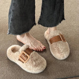 Out Baotou Slippers Thick-Soled Wool Slippers Women Wear 2023 Autumn And Winter New Cotton Slippers