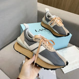 Platform Casual Running Shoes Women Flat Mixed Color Lace Up Patchwork Sneakers Outdoor Walk Tennis Shoes Zapatillas