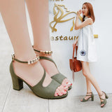 Buckle-Dear Sandals Women's Velvet Face Coarse Side Empty Fish Mouth Cool Slippers