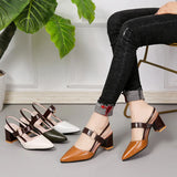 Women's Summer 2023 New Style With Korean Version Of Baotou Pointed One-Word Buckle Roman Shoes Shallow Mouth Thick