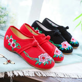 Breakj Chinese Style Retro Plate Buckle Embroidery Female Beef Tendon Bottom Dance Single Shoe Cloth