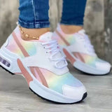 Breakj Sneakers Women 2025 Spring And Autumn New Thick-Sed Grid Color Tie Sports Casual Shoes