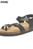 2023 New Summer Beach Cork Sandals Casual Women Outside Non-slip Double Buckle Sandalias
