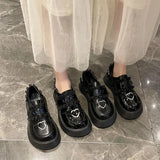 2022 Spring and Autumn Lolita shoes new cute heart Platform shoes Japanese uniform leather shoes Cute Mary Jane students